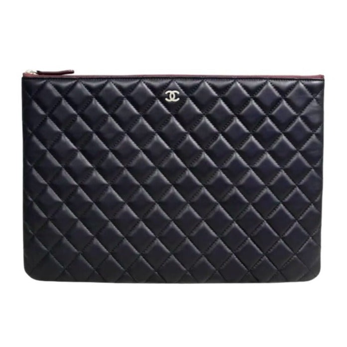 Chanel Black Quilted Lambskin Envelope Clutch No. 20