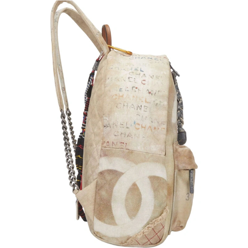 UAE Chanel Beige Canvas Graffiti Backpack