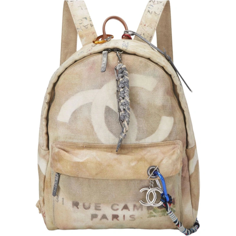 Chanel Beige Canvas Graffiti Backpack