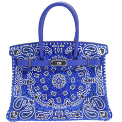 Blue Birkin Bag with Turkish Art Design