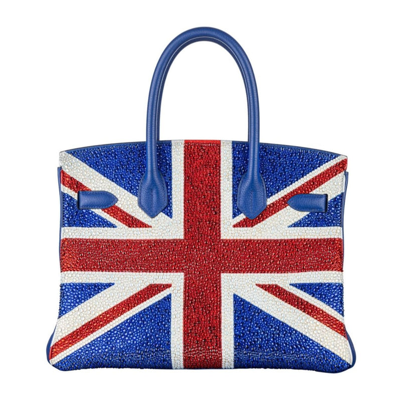 Rent Hermes Birkin Customised Swaroski Crystal Union Jack Flag Front View