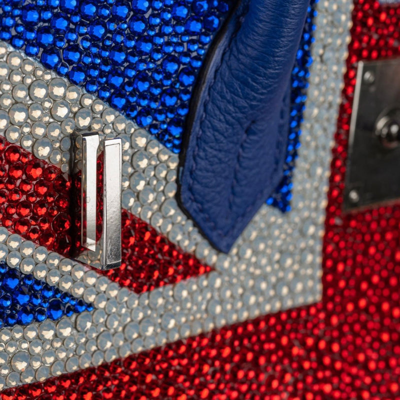 Rent Hermes Birkin Customised Swaroski Crystal Union Jack Flag Close View