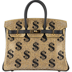 Black Birkin Bag with Golden Dollar Sign Dubai