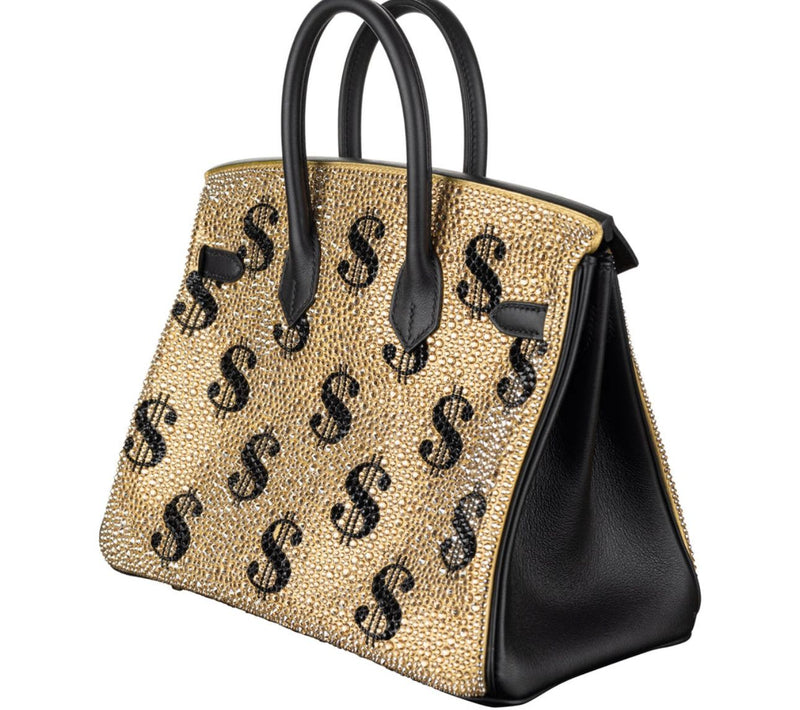 Black Birkin Bag with Golden Dollar Sign UAE