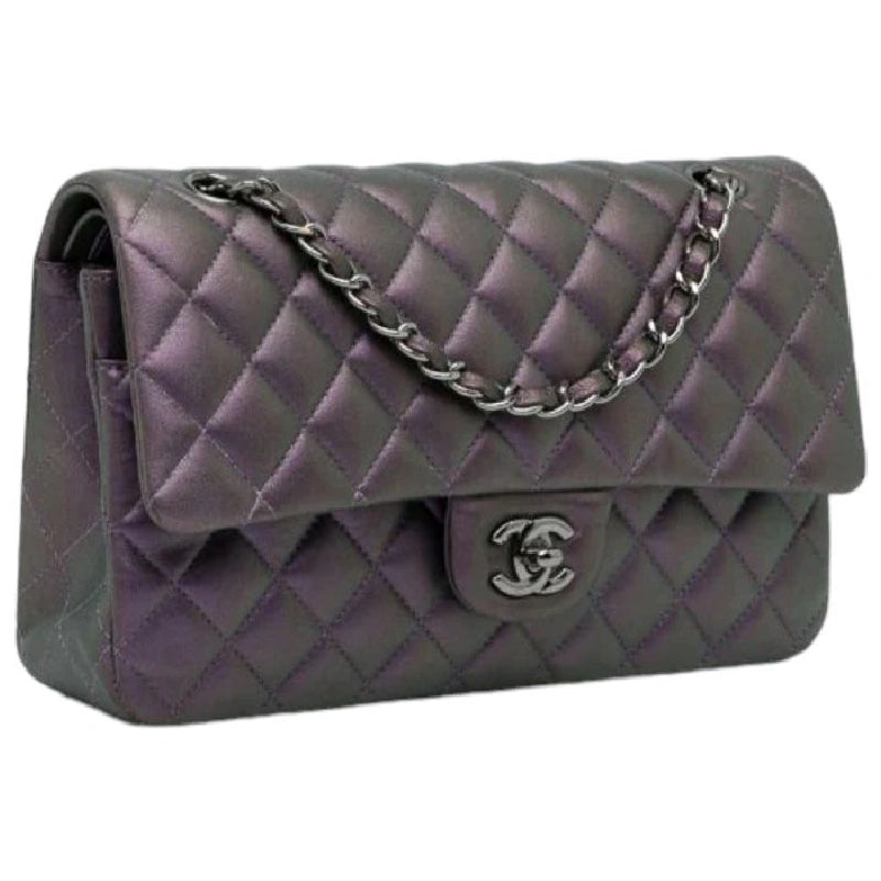 UAE Chanel Medium Classic Iridescent Lambskin Double Flap Shoulder Bag