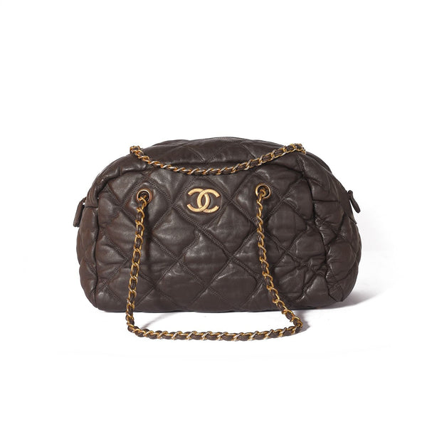 Chanel Vintage Chain Boston Bag, Dark Chocolate Colour