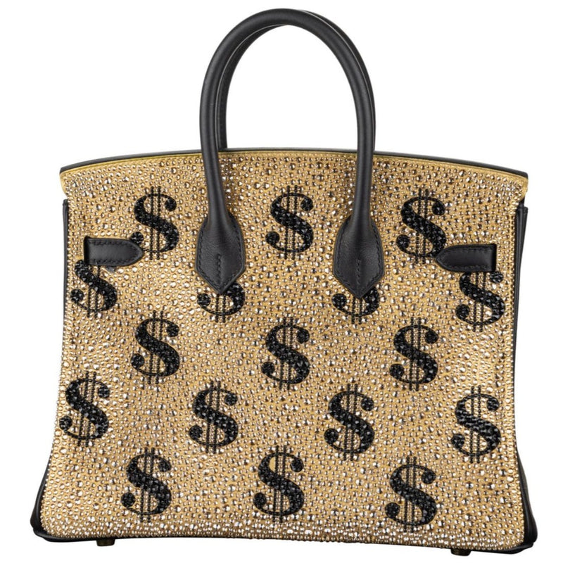 Dubai Black Birkin Bag with Golden Dollar Sign