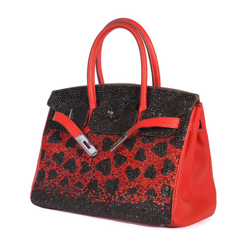 Hermes Birkin 30 Red, Hearts Swarovski Crystals - Dubai