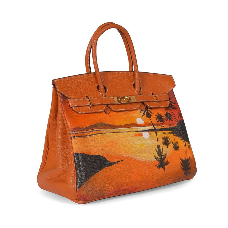 Hermes Birkin 35 Brown Vintage, Sunset Beach Painted Dubai