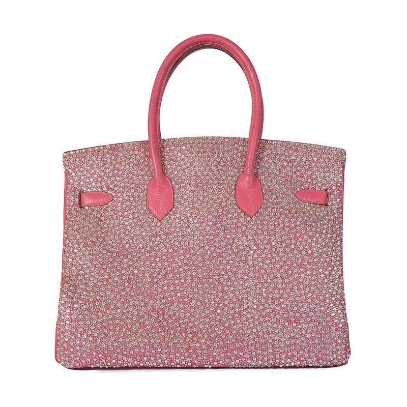 Hermes Birkin 35 Vintage, Pink Swarovski Crystals