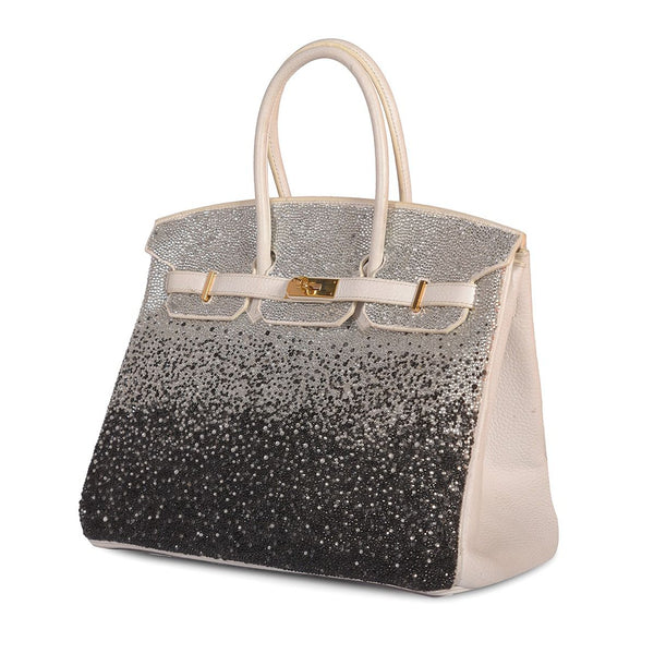 Hermes Birkin 35 White and Black with Gold Hardware Dubai