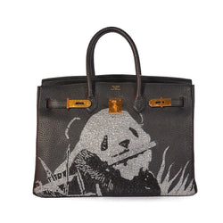 Hermes Birkin 35, Swavroski Crystals Panda Playing Flute