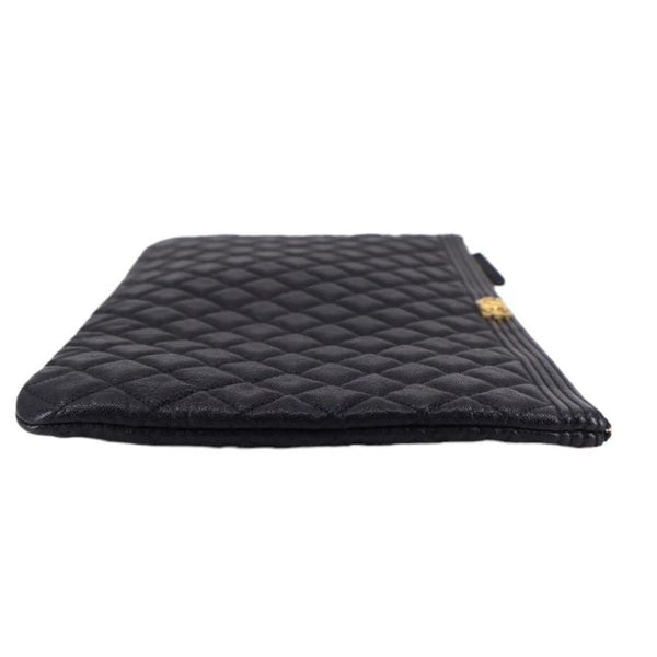 Caviar Quilted Large Boy Zip Pouch Black Dubai