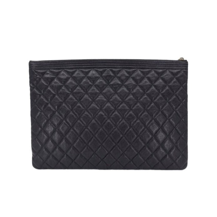 Caviar Quilted Large Boy Zip Pouch Black | UAE