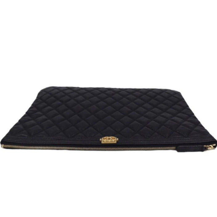 Caviar Quilted Large Boy Zip Pouch Black - Dubai