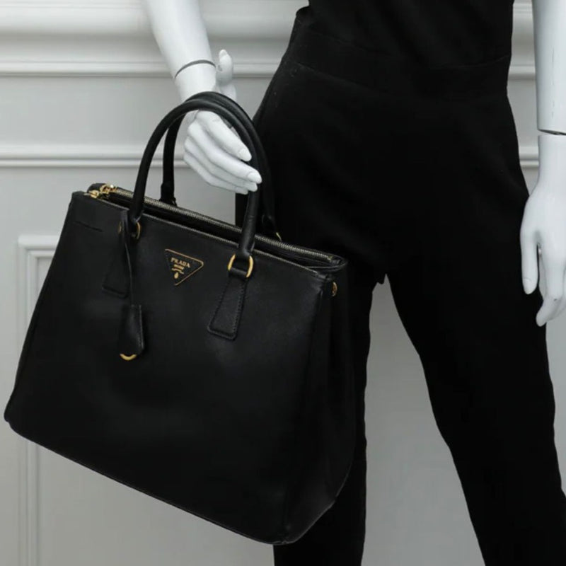 Prada Black Lux Galleria Large Tote Bag