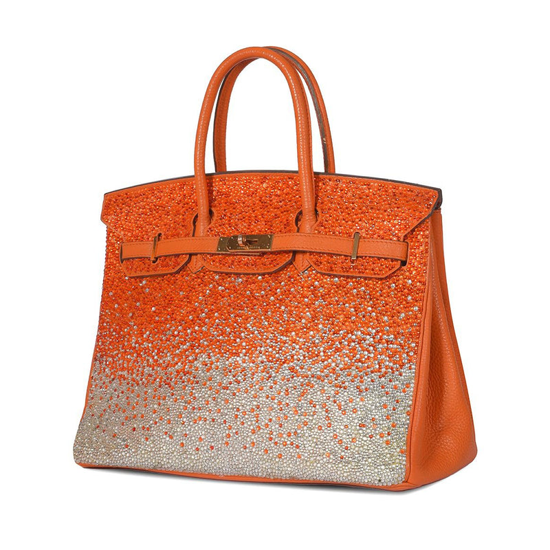 UAE Hermes Birkin 35 Orange with Swarovski Crystals