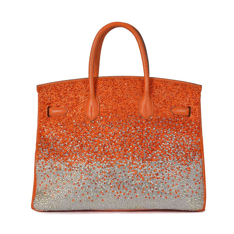 UAE Hermes Birkin 35 Orange with Swarovski Crystals