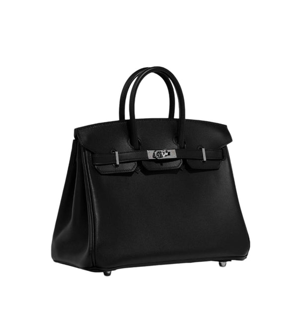 HERMES BIRKIN 25 BLACK TOGO PALLADIUM HARDWARE