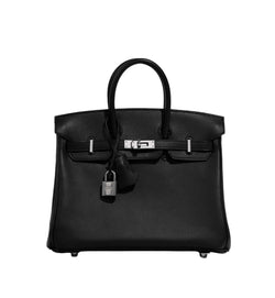 HERMES BIRKIN 25 BLACK TOGO PALLADIUM HARDWARE