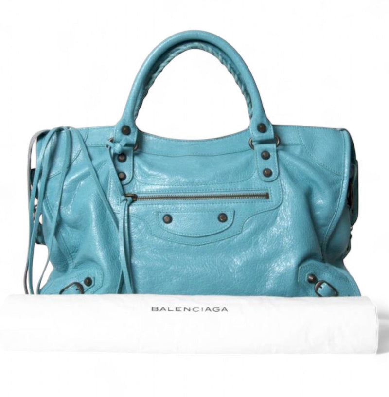 Balenciaga City Motorcycle Bag Turquoise