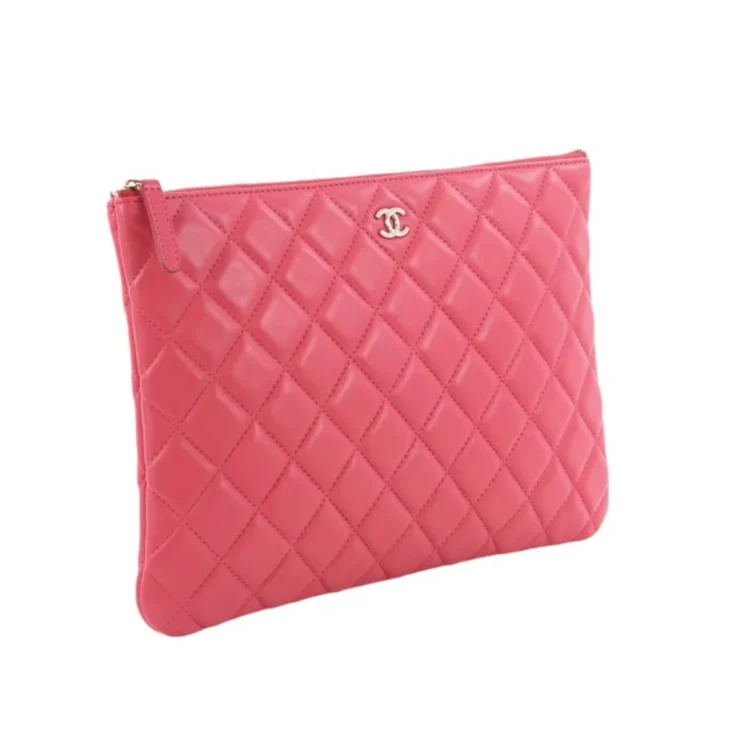 CHANEL Lambskin Quilted Large Cosmetic pink - Image 3