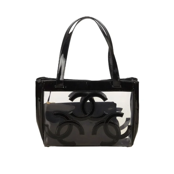 Chanel Black Clear Vinyl Triple CC Tote (Vintage)