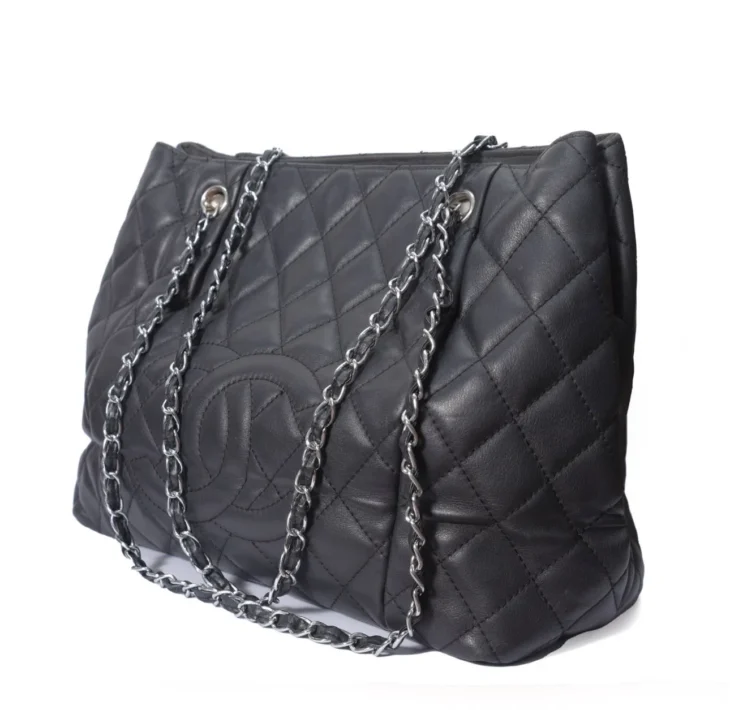 Chanel Quilted CC lamb skin with Chain Tote bag - Image 2