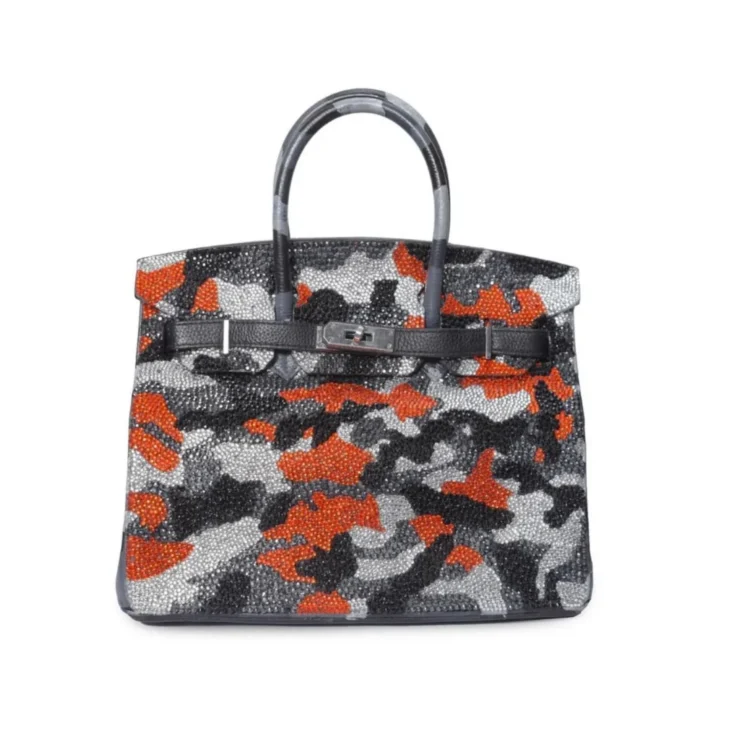 Hermes Birkin 35 Grey Camouflage Swarovski Crystals