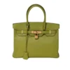 Hermes Green Clemence Leather  Birkin 30 Tote Bag