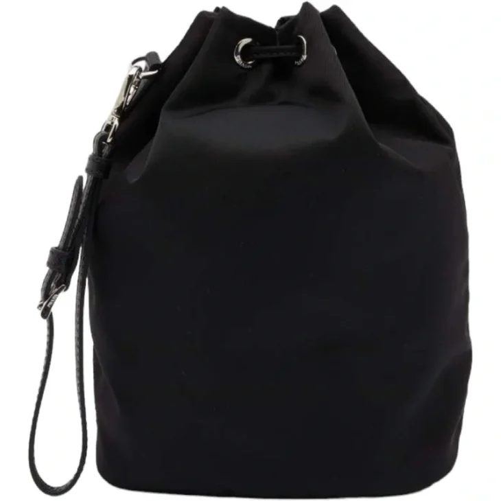 Prada Black Re-Nylon and Saffiano Leather Bucket Wristlet - Image 3