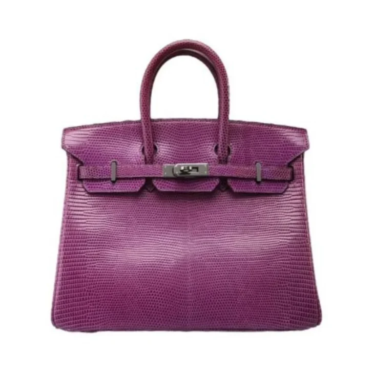 Hermes Birkin 25, A SHINY VIOLET NILOTICUS LIZARD WITH PALLADIUM HARDWARE (Rare)