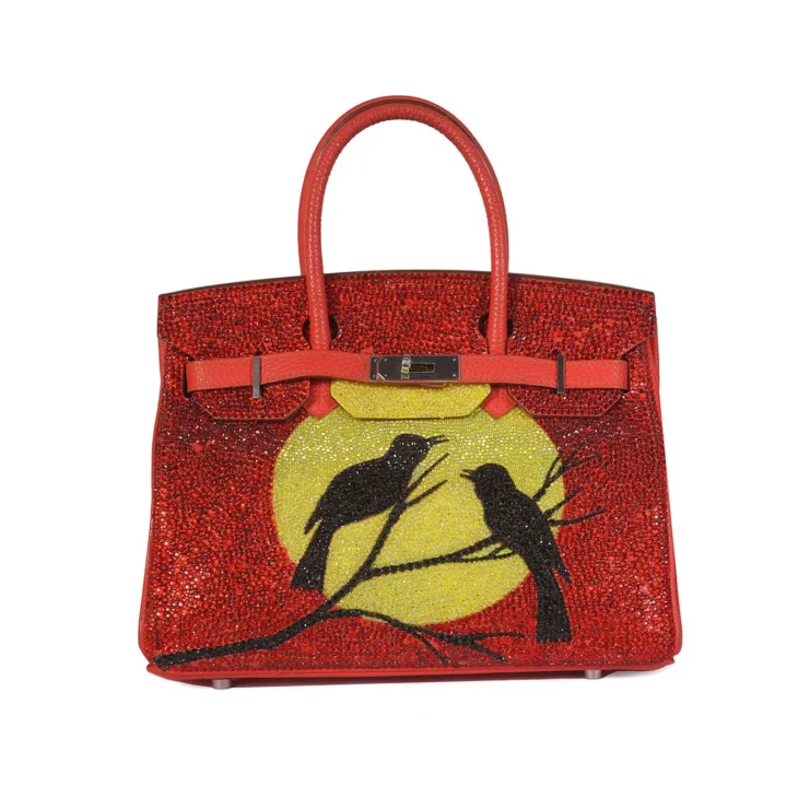 Hermes Birkin 30, Customised Birds & Sun in Swarovski Crystals