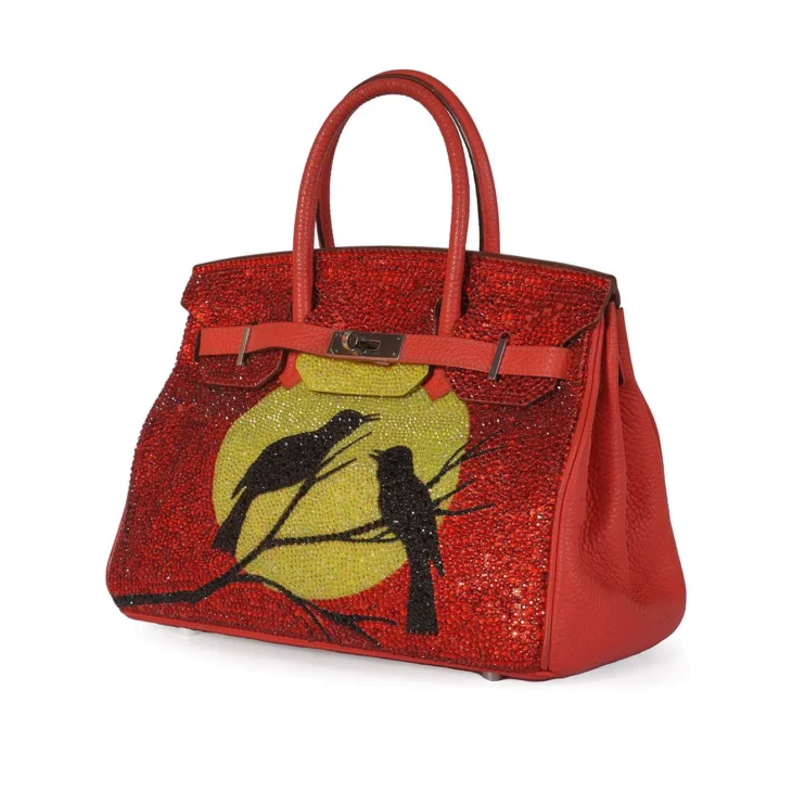 UAE Hermes Birkin 30, Customised Birds & Sun in Swarovski Crystals Dubai