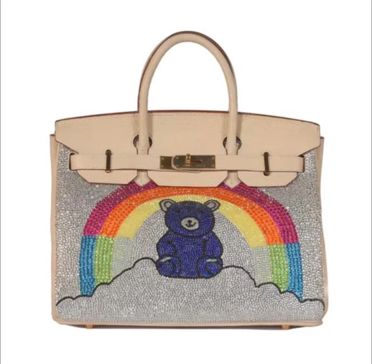 Hermes Birkin 30 | Teddy Bear on Cloud with Rainbow