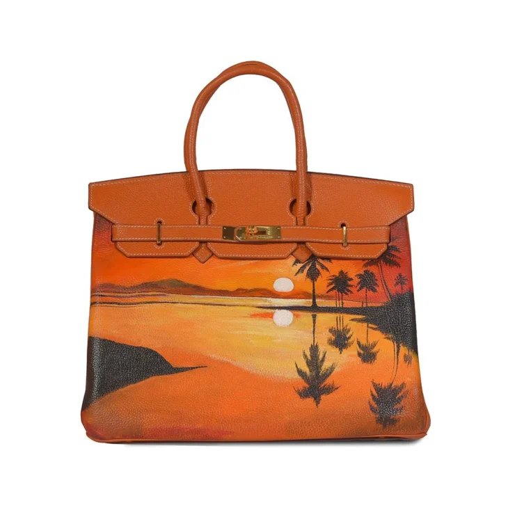 Hermes Birkin 35 Brown Vintage, Sunset Beach Painted Dubai