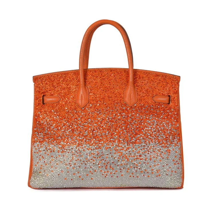 Hermes Birkin 35 Orange with Swarovski Crystals UAE