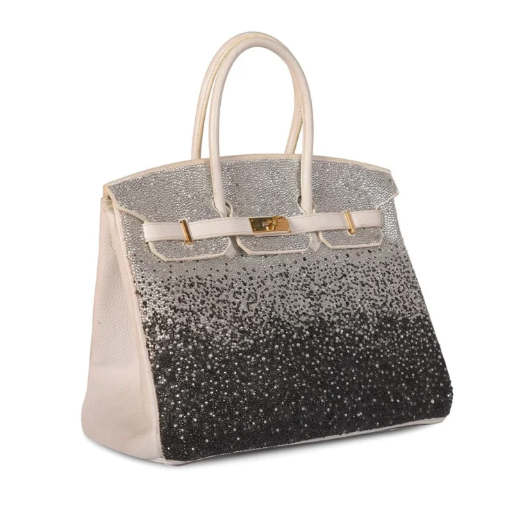 Best Hermes Birkin 35 White with Gold Hardware Swarovski Crystal Dubai