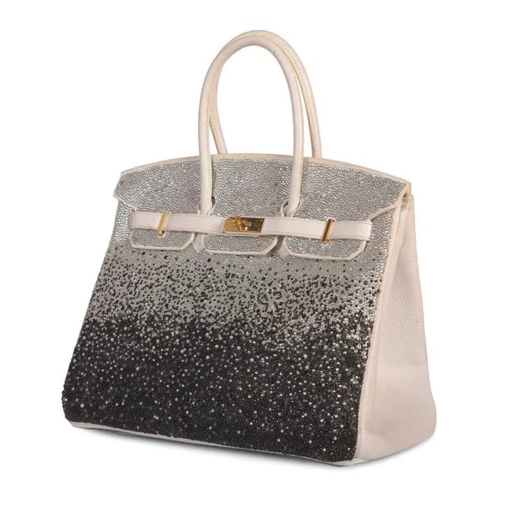 UAE Hermes Birkin 35 White with Gold Hardware Swarovski Crystal Dubai