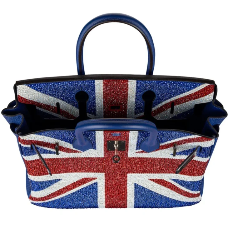 Hermes Birkin 35CM, Customized Swaroski crystal Union Jack flag Dubai, UAE