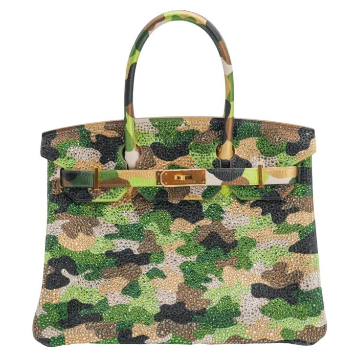 Hermes Birkin 40CM, swaroski crystals camouflage art design