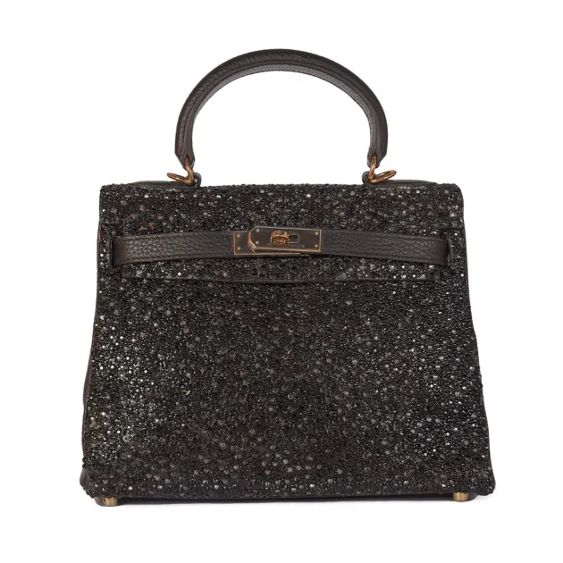 Hermes Kelly 32 Black Swarovski Crystals Dubai