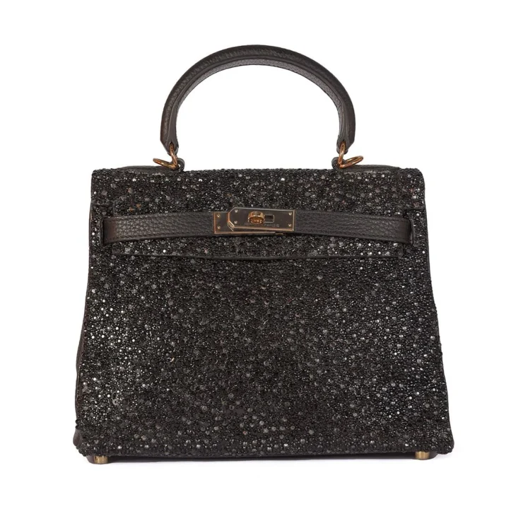 Hermes Kelly 32 Black Swarovski Crystals Dubai