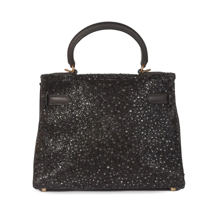 UAE Hermes Kelly 32 Black Swarovski Crystals