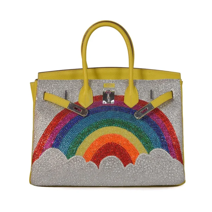 Hermes Birkin 30, Rainbow & Cloud Swarovski crystals - Image 3