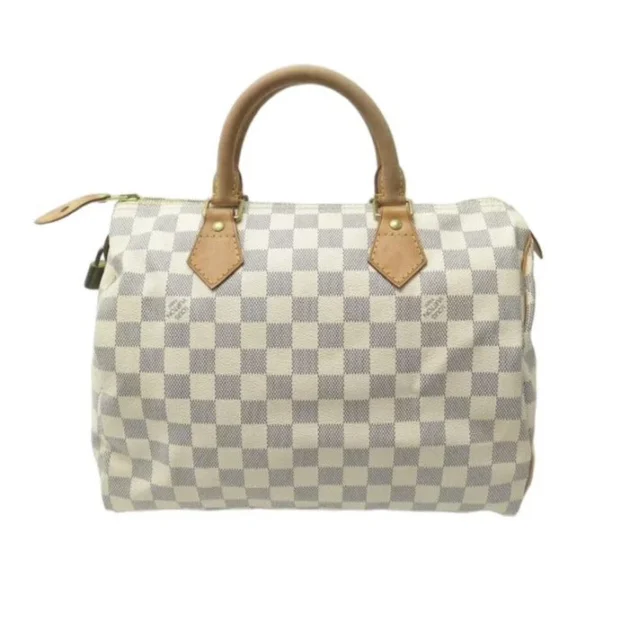 Louis Vuitton Speedy Handbag 30 IN AZUR DAMIER CANVAS HAND BAG White