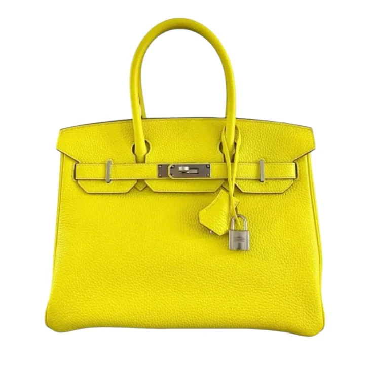 Hermes Birkin 30 Lime Yellow Leather Palladium Hardware