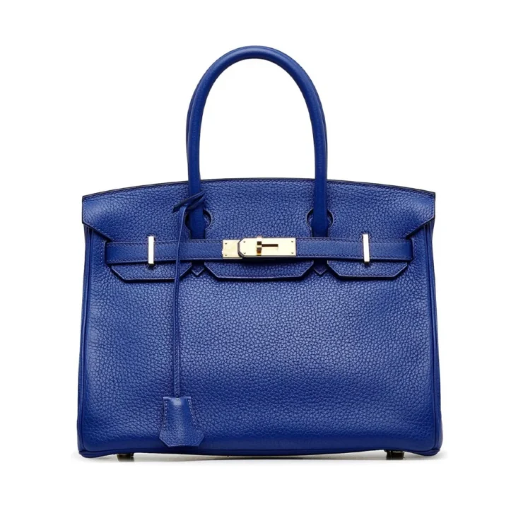 HERMES Handbags Birkin 30 Blue, Gold Hardware