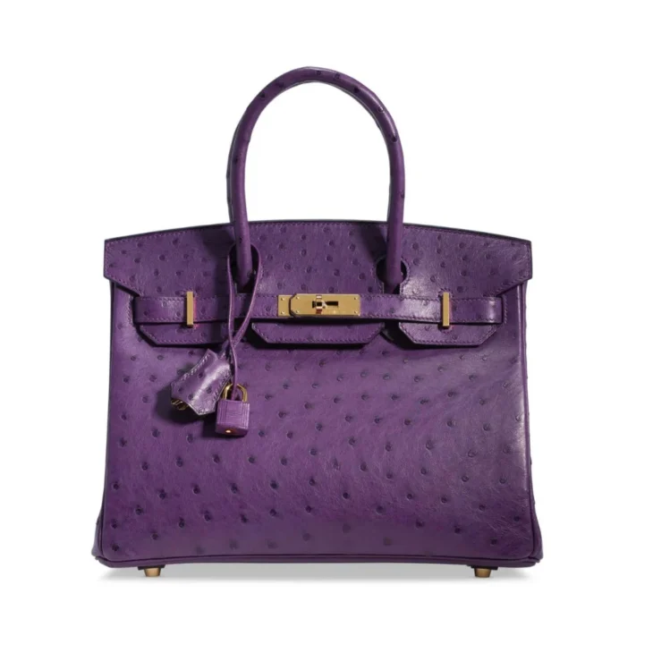 HERMES BIRKIN 30 A VIOLINE OSTRICH WITH GOLD HARDWARE