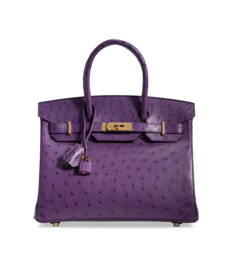 HERMES BIRKIN 30 A VIOLINE OSTRICH WITH GOLD HARDWARE - Image 2